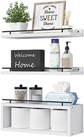 WOPITUES Floating Shelves for Wall with Cube Shelf, Wall Shelves with Metal Rail for Decor, Bathroom Organizers and Storage, Over Toilet Shelves for Bathroom, Toilet Paper-White by WOPITUESOfficial