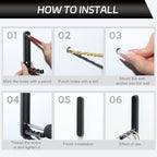 4.33 in Extended Folding Coat Hooks, 2 Pack Black Wall Hooks, Zinc Alloy - Image 6