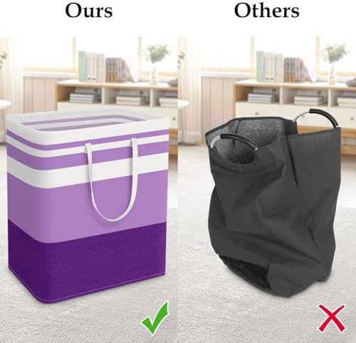 StorageRight Laundry Basket Hamper, 100L Collapsible Clothes Storage, Purple - Image 5
