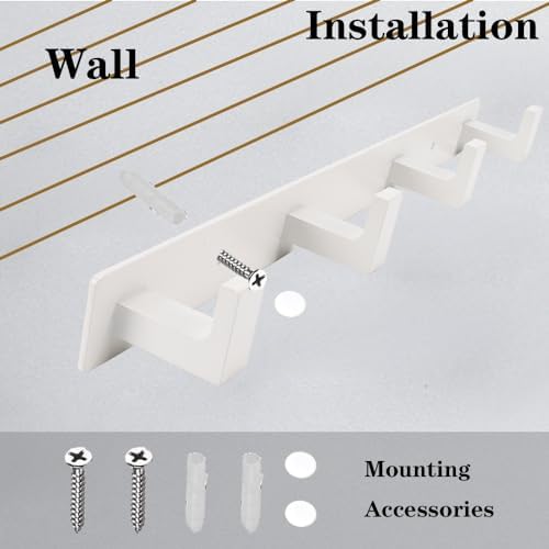 Coat Rack, Heavy Duty Stainless Steel 3 Tri Coat Hook Hanger, Wall Mounted Wall Hooks, Rustic Clothes Hook/Key Hook Rail for Bathroom Kitchen Entryway(2 Pack, 3 Hook White) - Image 4
