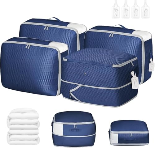 DIMJ Comforter Storage Bag 4 Pack - Blanket Storage Organizer Compression Bags, Large Capacity Ultra Space Saving Self Compression Organize for Bedding, Pillow, Duvet, Sheet Storage with Zipper Window by DiMJ