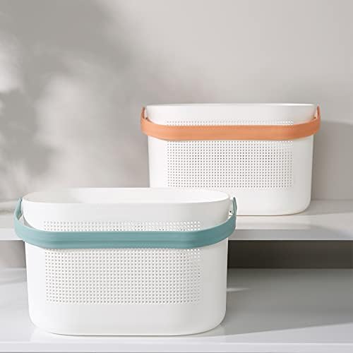 Plastic Portable Shower Caddy Basket, Storage Organizer with Handle, Green - Image 5