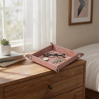 Valet Tray Desktop Storage Organizer – Vegan Leather Catchall Bedside Vanity Tray Nightstand Caddy Holder for Remote Controller, Watch, Keys, Phone, Wallet, Coin, Jewelry, Stone Pink - Image 3