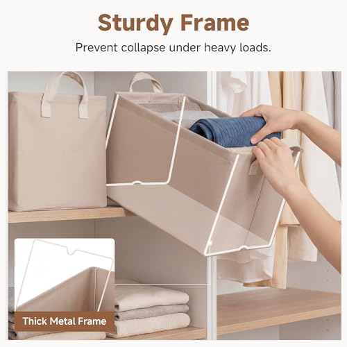 StorageWorks Fabric Storage Bins, Closet Bins, Light Brown, 2-Pack - Image 3