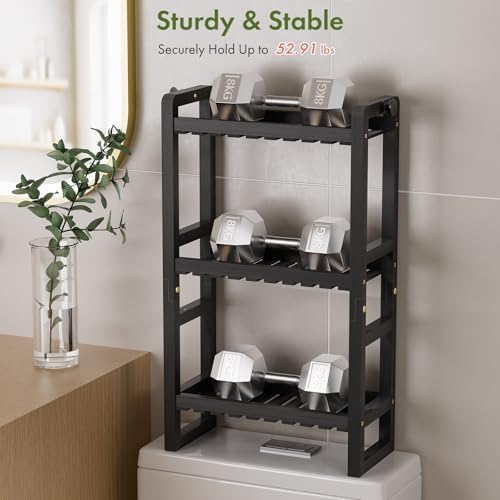 AmazerBath Bamboo Over The Toilet Storage Shelf - 3-Tier Bathroom Organizers and Storage Shelves, 2 in 1 Dual Stable Above Over Toilet Bamboo Shelf Home Storages Rack for Small Bathroom, Black - Image 5