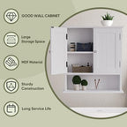 Smuxee White Bathroom Cabinet Wall Mounted, Small Bathroom Medicine Cabinet with 2 Door Adjustable Shelves, Bathroom Wall Cabinet Over Toilet for Laundry Room Kitchen - Image 6