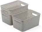 BINO | Plastic Storage Baskets, 5.5 Liter - 3 Pack, Natural Grey | THE WOVEN COLLECTION | Storage Basket for Shelves | Woven Storage Baskets for Organizing Bins Pantry Shelf Organizer | Container Bin - Image 7