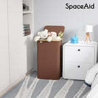 SpaceAid Laundry Hamper with Lid, 110L Large Tall Clothes Basket Bin with Bamboo Handles, Collapsible Laundry Hamper for Bedroom, Bathroom, Dorm, Laundry Room - Brown - Image 3
