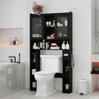 Vabches Over The Toilet Storage Cabinet with Adjustable Shelf, Black by Vabches