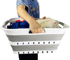 SAMMART 42L (11 gallon) Collapsible Plastic Laundry Basket - Foldable Pop Up Storage Container/Organizer - Space Saving Hamper/Basket (1, Grey/White) - Image 6
