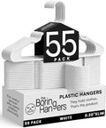 White Plastic Hangers 55 Pack - 10 lb Heavy Duty Plastic Clothes Hangers for Closet - 0.20" Thin, Slim & Space Saving White Coat Hangers for Shirts, Dresses, Jackets, Pants by TheBoringHangers