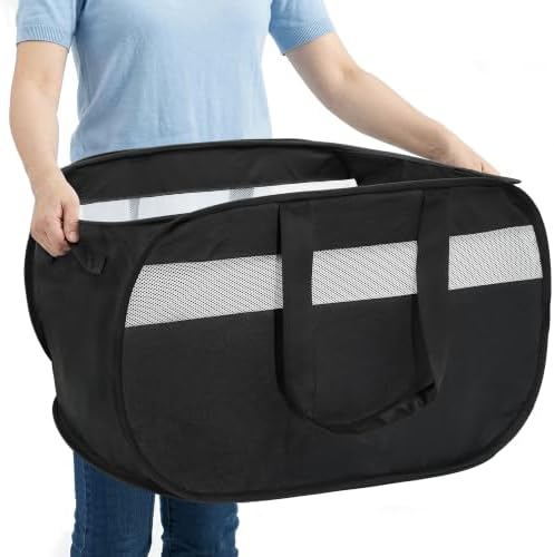 100L Collapsible Laundry Baskets, Foldable Dual Handle Laundry Hamper Black by Bemkoo