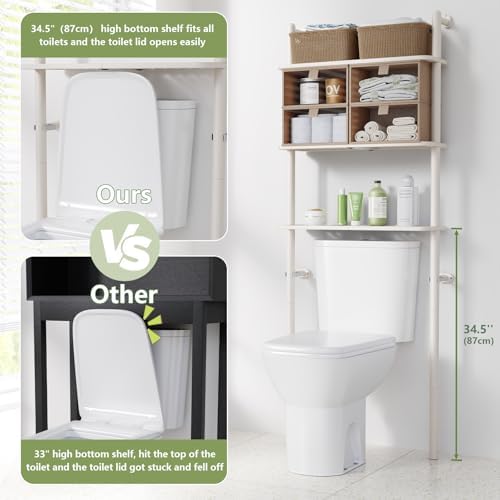 Over The Toilet Storage Bamboo, Bathroom Over Toilet Organizer with Cabinet - Image 5