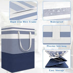 BlissTotes 3-Pack Laundry Basket, Collapsible Laundry Hamper, Blue, 125L - Image 4