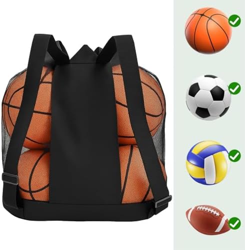 Large Ball Bag, Mesh Sport Bag Adjustable Double Strap - Image 4