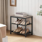 HOOBRO Shoe Bench, 3-Tier Shoe Rack, Industrial Shoe Organizer Storage Bench, 19.7 inches Entry Bench with Mesh Shelves, for Entryway, Living Room, Hallway, Easy Assembly, Greige BG50HX01 - Image 4