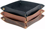 boshiho Valet Tray for Men, Leather Jewelry Catchall Key Phone Coin Box Change Caddy Bedside Storage Box (Dark Brown) - Image 6
