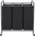 STO STO Laundry Sorter 3 Section, 3 Bag Clothes Hamper, Rolling Laundry Cart Basket with Heavy Duty Lockable Wheels and Removable Bag for Laundry Room, Bedroom, Closet, Black by STOSTO
