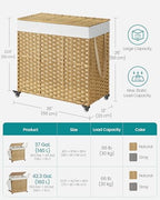 SONGMICS Rolling Laundry Hamper with Lid, 140 L Synthetic Rattan - Image 5