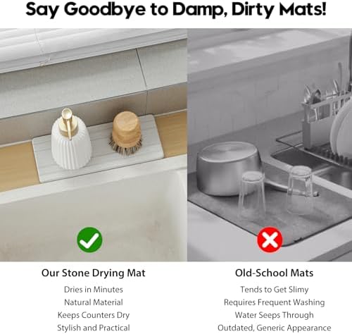 3 Pack Diatomite Stone Sink Tray, Water Absorbing Mat for Kitchen & Bathroom Counter, Quick Dry Soap Dish Makeup Vanity Caddy,Sponge Holder Organizer, Beige - 2pcs of 4.5"x 3.5" and 1pc of 9"x 3.5" - Image 4