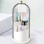 QIYVLOS Toothbrush Holders with Sliding Lid, Rotating 3 Slots Bathroom Organizer Countertop, Tooth Brush Toothpaste Holder Bathroom Counter Stand Sink Organizer Caddy for Vanity Makeup Brushes Holder by QIYVLOS