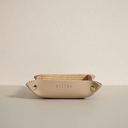 OLETHA Foldable Valet Tray, Travel Essentials, Rattan Embossed, Beige - Image 5