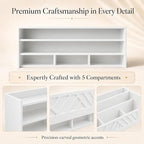 BLU MONACO | Wooden Mail Organizer with Drawer | Mail Organizer Countertop with 6 Compartments | Bill Holder for Desk | White Desktop Mail Sorter - Image 7