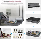 Onlyeasy Sturdy Under Bed Shoe Storage Organizer with Handles and Clear Window Fit 16 to 32 Pairs, Premium Foldable Shoes Container Box for Closet, 37.7x 23.6x 5.9 inch, Cotton-like Black, MXBUBS16P2 - Image 5
