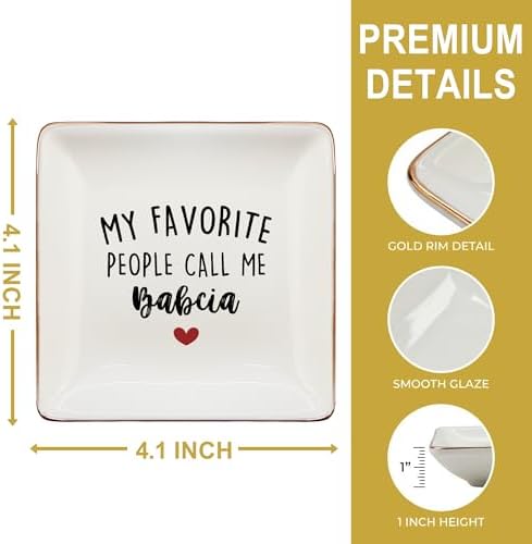 Babcia Gifts Jewelry Dish Tray, Best Grandma Mother's Day Birthday Gifts from Grandkids Ceramic Jewelry Tray for Rings Earring Bracelet Necklace, Grandmother Gift Trinket Dish for Women - Image 6
