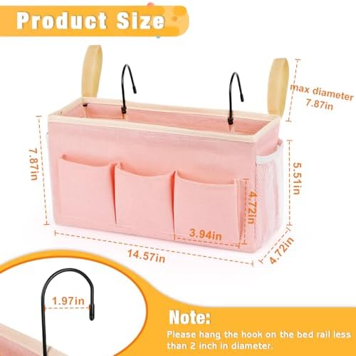 Lilithye Bedside Caddy, Bedside Storage Bag Hanging Organizer for Bunk Bed - Image 3