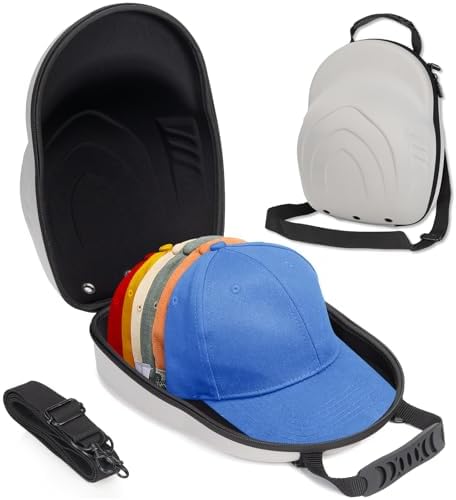 Glamgen Hard Hat Travel Case, Cap Storage for Baseball Caps with Adjustable Shoulder Strap and Carrying Handle, Hat Carrier Organizer Holder Bag up to 6 Hats for Women and Men Travel Home - Grey by GlamgenFindYourCase