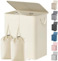 Lifewit Double Laundry Hamper with Lid, Removable Laundry Bags, Ivory White by Lifewit