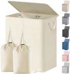 Lifewit Double Laundry Hamper with Lid, Removable Laundry Bags, Ivory White by Lifewit