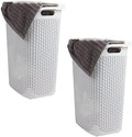 Mind Reader Slim Laundry Hamper with Lid, 60L Tall Clothes Basket, Narrow Tapered Design for Bathrooms, Closets and Laundry Rooms, Plastic, 2 Pack, White by MindReader