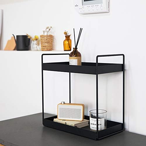 2 Tier Bathroom Counter Organizer, Vanity Storage Shelf, Black - Image 6