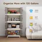 Collapsible Storage Bins with Lids and Front Doors, Heavy-Duty Stackable Plastic Organizers, Folding Utility Storage Boxes for Garage, Office, Pantry and Home (4, White, 30 Gal/Rack) - Image 4