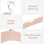 Sishynio Premium Velvet Shirt Hangers 30 Pack, Non-Slip 360° Swivel Hook Space-Saving Felt Hanger, Slim Flocked Hangers for Blouses, Strappy Dresses, Tank Tops(Pink) | Space-Saving Closet Organization; Flocked Surface; 360° Swivel Hooks; For Shirts, Co... - Image 2