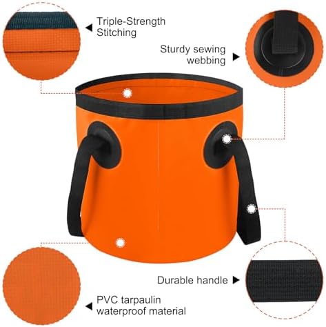 Car Wash Bucket 3.2 Gallon, Collapsible Bucket for Cleaning, Fishing Bucket with Handle for Car Washing, Traveling, Beach, Portable Wash Basin for Cleaning Supplies RV Essentials and Outdoor Camping - Image 3