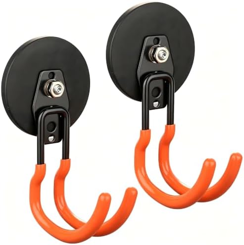 MUTUACTOR Updated Magnetic Hook Heavy Duty,40lbs 2-Pack Super Strong Magnet Garage Hook,Anti-Scratch Large Magnets Hook for Hanging Impact Drivers Trailer Cord Shovel Tool Organizer by MUTUACTOR