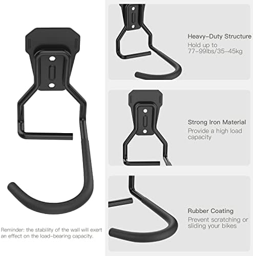 Housolution Bike Wall Mount with Fixed Hook, [4 Pack] Bike Storage Rack - Image 4
