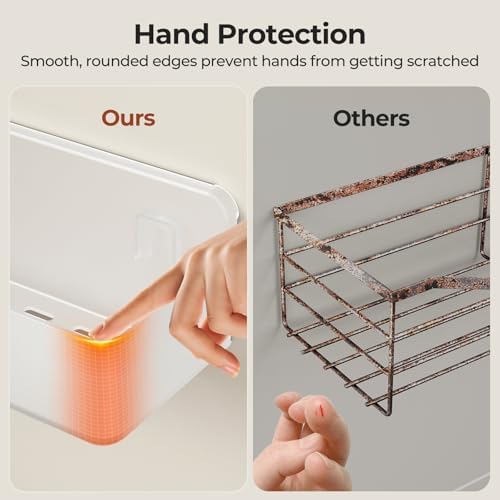 Orimade Shower Caddy 4-Pack, No-Drill Adhesive Shelves for Bathroom, Rustproof ABS Storage Organizer Set, Clear - Image 4