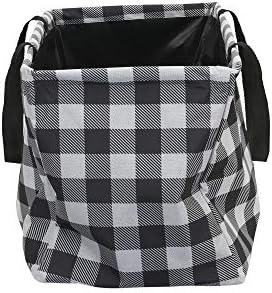 Household Essentials Black and White Plaid Krush Container All-Purpose Utility Tote - Image 7