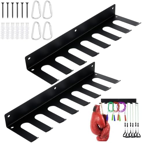 2 Pack Wall Mount Baseball Bat Rack, Heavy Duty Steel Holder Hooks for 14 Bats, Gloves, Hats, Bags, Sports Equipment Organizer Hanger, Black by Unknown