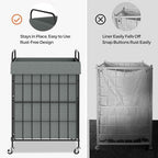 90L Laundry Hamper with Wheels, Laundry Basket with Handle and Liner Bag - Image 3