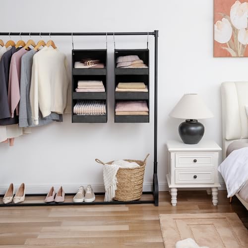 GRANNY SAYS 3-Shelf Hanging Closet Organizer, Foldable Storage, Black | 33 lb Capacity, No-Sag Support, Keeps Clothes Neat, Folds Flat, Fits RV, Dorm & Small Closets, 2 Pack - Image 4