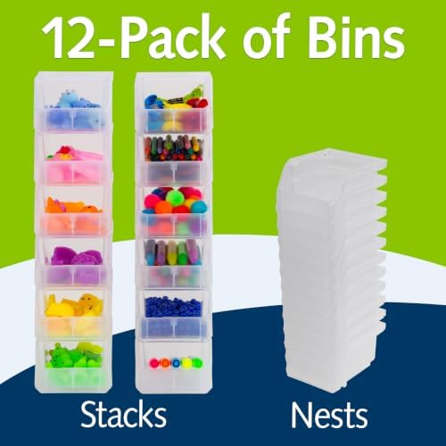 ReadySpace Extra-Small Stackable Plastic Storage Bins, 12-Pack, Clear - Image 3