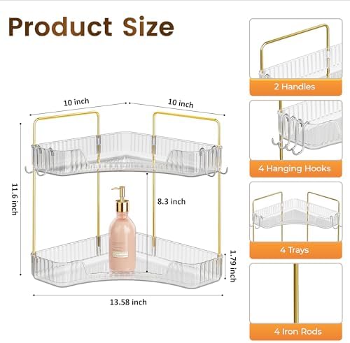 Corner Bathroom Counter Organizer 2 Tier Bathroom Organizers - Image 2