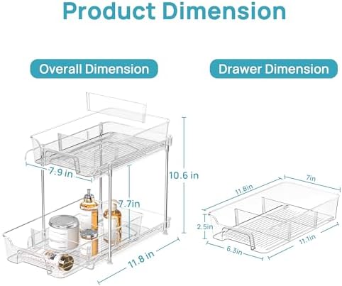 Vtopmart 4 Pack Pull Out Bathroom Under Sink Organizer with Dividers (S-Divided) - Image 2