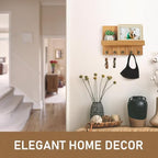 Rebee Vision Key Holder Wall Mount with Shelf for Living Room, Light Brown - Image 3