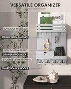 Rebee Vision Key Holder Wall Mount with Drawer & Shelf for Entryway, Gray - Image 4